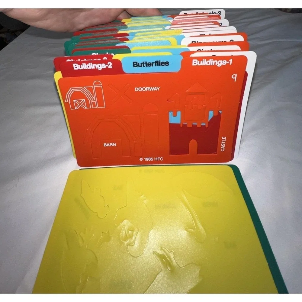 Vintage 1985 Highlights‎ for Children Stencil Factory Set 70 Plastic Stencils